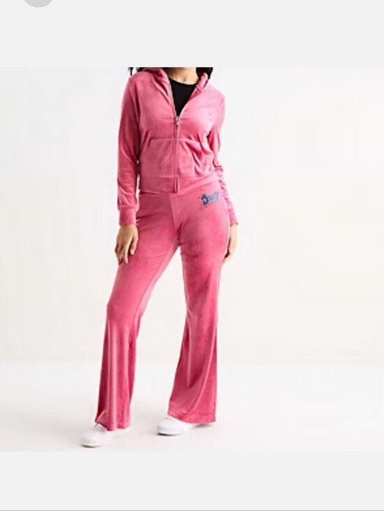Juicy Couture Pants - Juicy Couture Pink Velour Flared Track Pants And Matching Jacket Size Medium